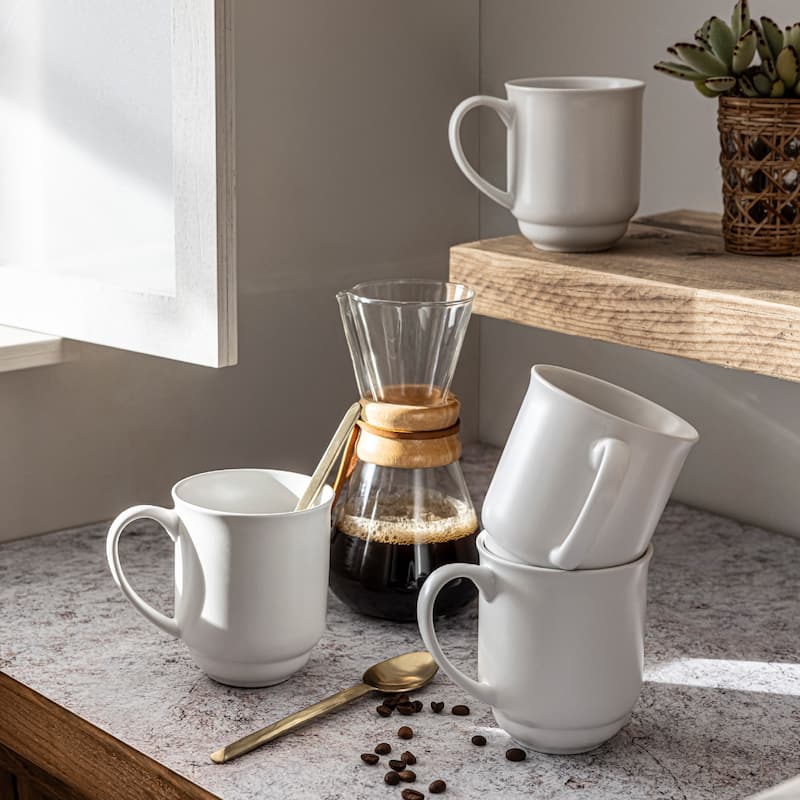 over&back Rimmed 16oz Semi-Matte Stoneware Mugs, Set of 4