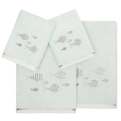 Authentic Hotel and Spa Turkish Cotton Figi 4PC Embellished Towel Set