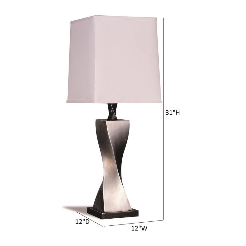 Coaster Furniture Keene White and Silver Square Shade Table Lamps (Set