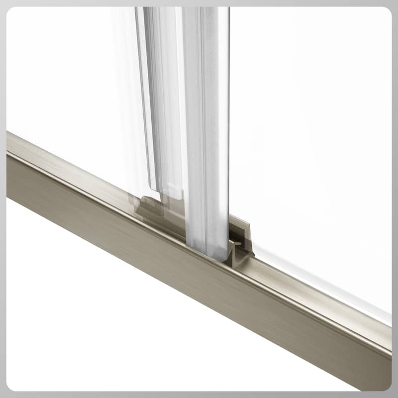 Matte Black Semi-Frameless Double-sliding Shower Door with Clear Glass - 60 in.Wx58 in.H