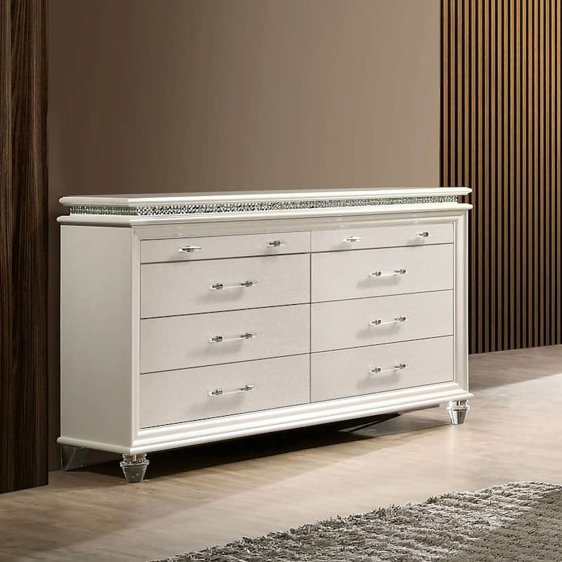Xian Contemporary 56-inch Wide 8-Drawer Solid Wood Dresser by Furniture of America - Pearl White