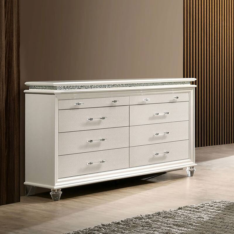 Xian Transitional White 2-piece Nightstand and Dresser Set by Furniture of America
