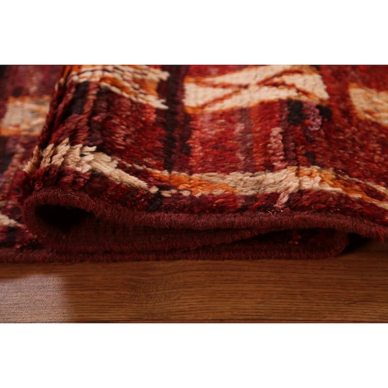 Hand Knotted Oriental 100% Wool Carpet Modern Tribal Red Moroccan Area Rug - 9' 10'' X 7' 0''
