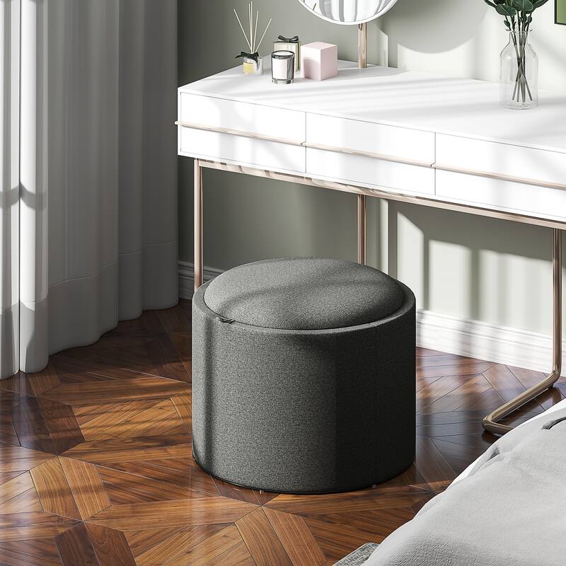 Dark Grey Storage Ottoman with Reversible Tray and Footrest Coffee Table and Extra Storage