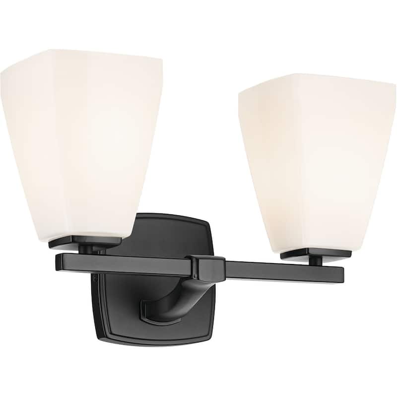 Kichler 55215 Marant 2 Light 14" Wide Vanity Light with Opal Glass - Black
