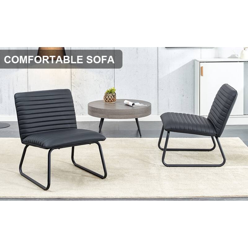 22 in.W Armless Sofa Chair with PU Backrest Paired with Metal Legs