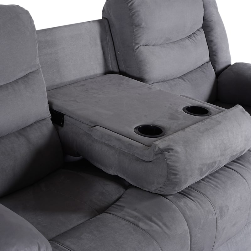 Modern 3-Piece Manual Reclining Living Room Sofa Set with Dropdown Table and Console