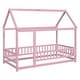 preview thumbnail 21 of 66, Wooden Floor Bed with House Roof & Guardrails