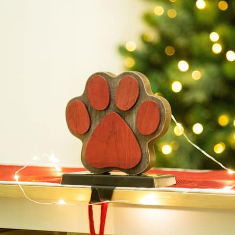 Glitzhome Christmas Wooden/Metal Stocking Holder