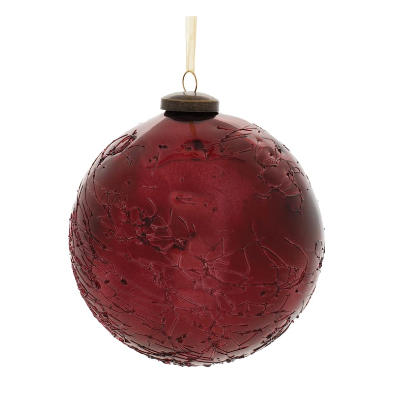 Crackled Glass Ball Ornament (Set of 4) - N/A