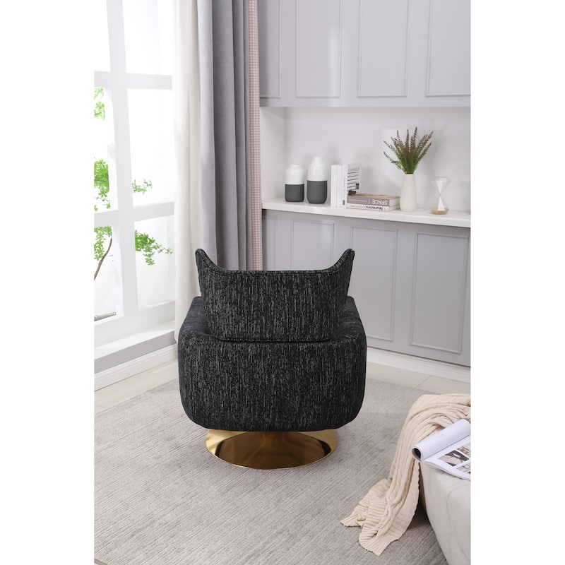 Black 29.9" Swivel Accent Chair with Pillow