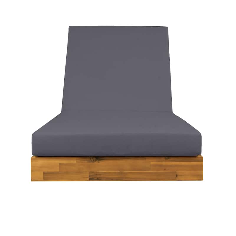 Christopher Knight Home - Outdoor Acacia Wood Chaise Lounge, Water-Repellent Cushion, Ergonomic Recliner Headrest - 79.6"L