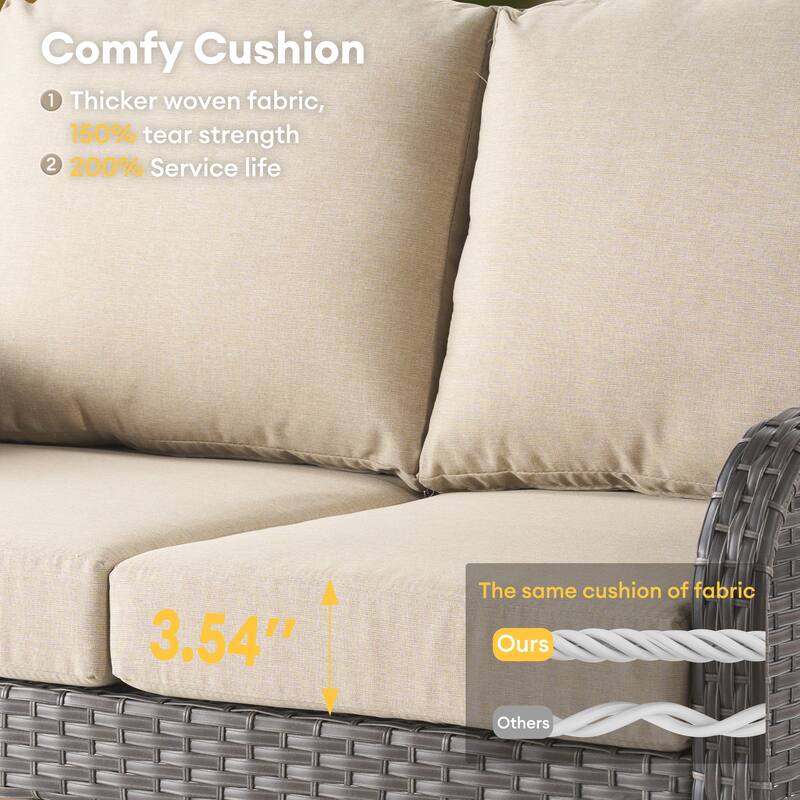 HOOOWOOO 8-piece Wicker Rattan Outdoor Furniture Patio Swivel Chair Set