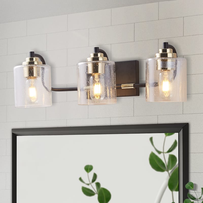 ExBrite Modern Rose Gold 3/4-light Bathroom Dimmable Crystal Vanity Lights Wall Sconces - Seeded - 3-Lights