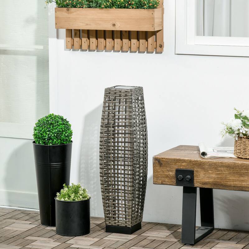 Solar Floor Lamp, Outdoor Garden Lantern Pathway Light with Auto On/Off LED Lights for Porch, Yard, Lawn, Courtyard