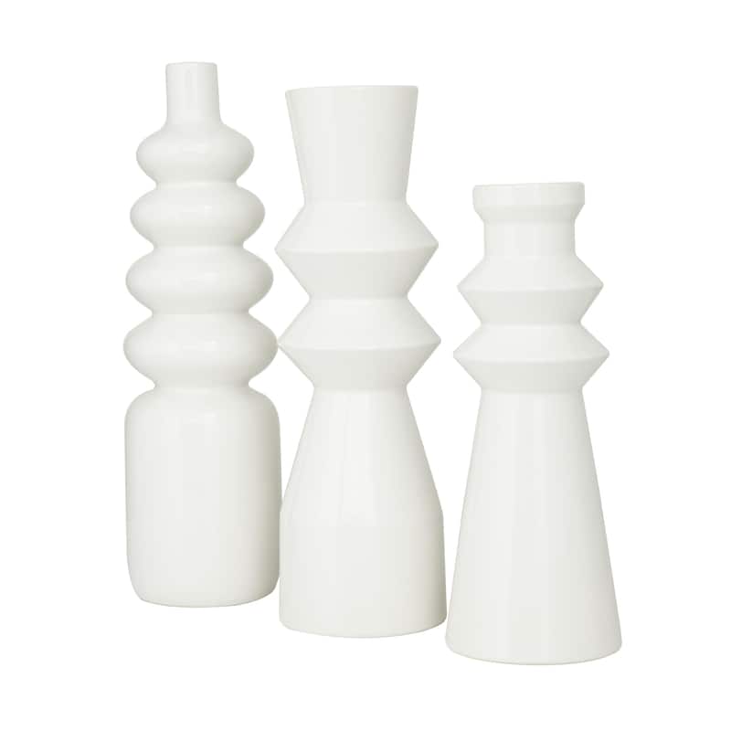 Ceramic Decorative Vase with Bubble Texture Designs - Set of 3 White - CosmoLiving by Cosmopolitan