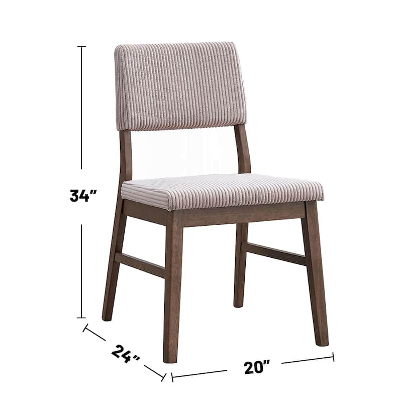 Set of 2 Corduroy Upholstered Dining Chairs