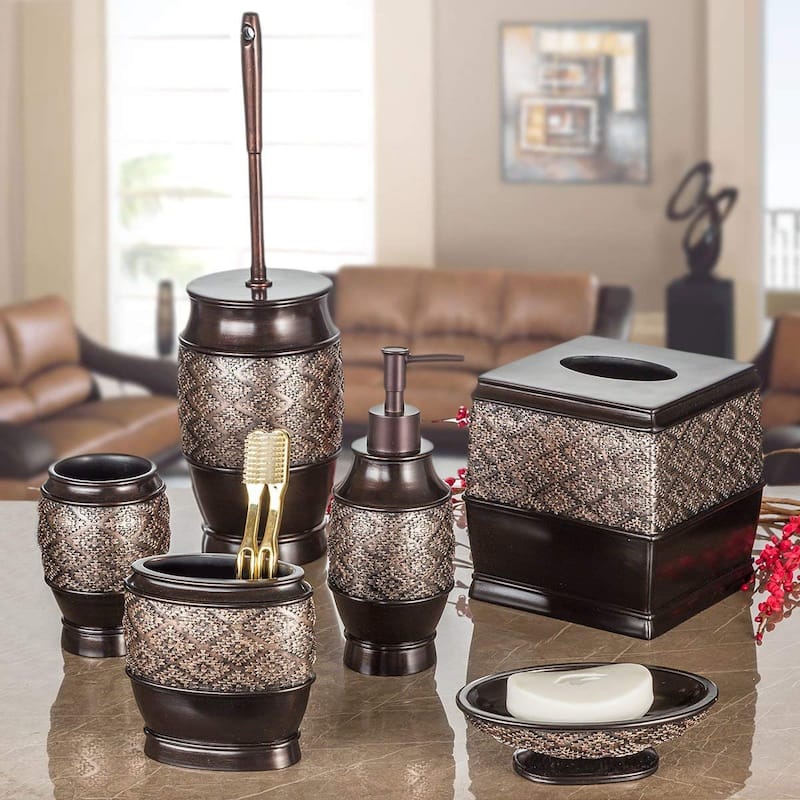 Creative Scents Dublin Brown Bathroom Accessories Set - 6-Piece