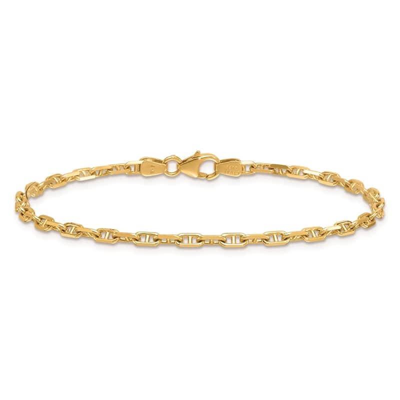 Curata 14k Yellow Gold 7.25" 2.7mm Alternate Mariner Anchor Bracelet