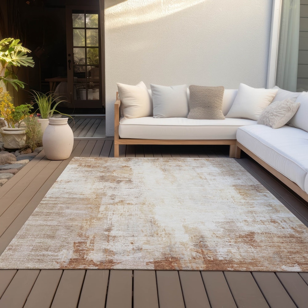 Machine Washable Indoor/Outdoor Abstract Solid Chantille Rug