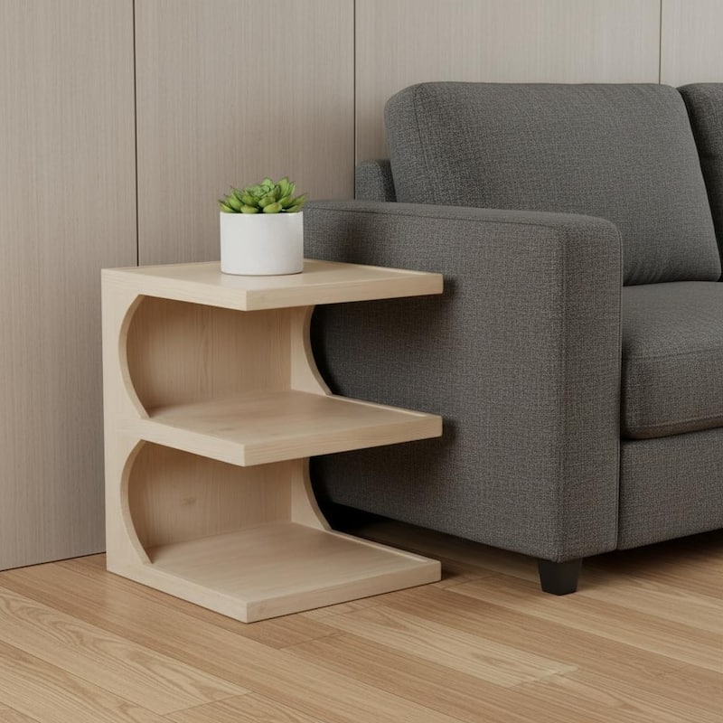 HomeRoots 24" Natural Solid Wood End Table With Two Shelves - 24