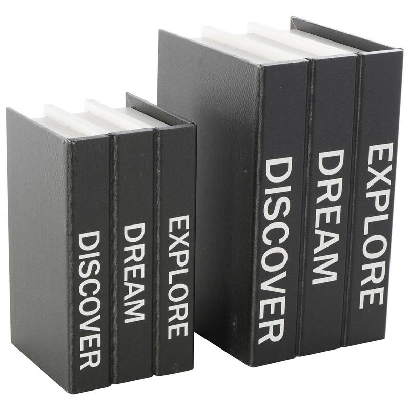 Black or White Canvas Box with White or Gold Explore, Dream, Discover Text (Set of 2)