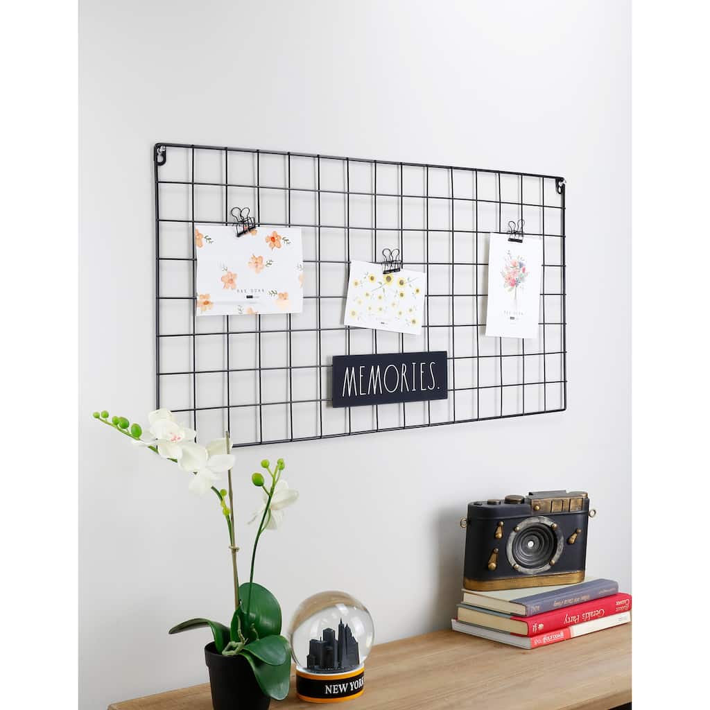 Rae Dunn Wire Grid Photo Holder with Clips - "MEMORIES"