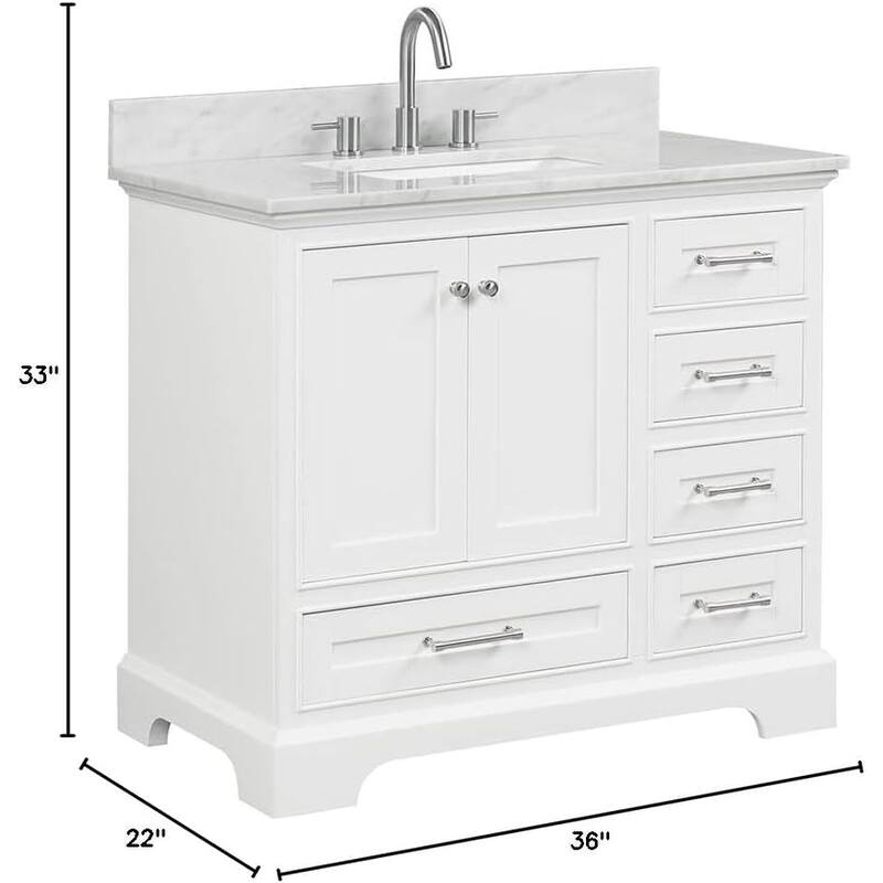 Blossom Copenhagen 36" Solid Wood Bathroom Vanity w/ Marble Top & Sink
