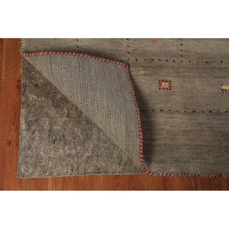 Gabbeh Oriental Area Rug Hand-Knotted Wool Carpet - 8'0" x 9'11"