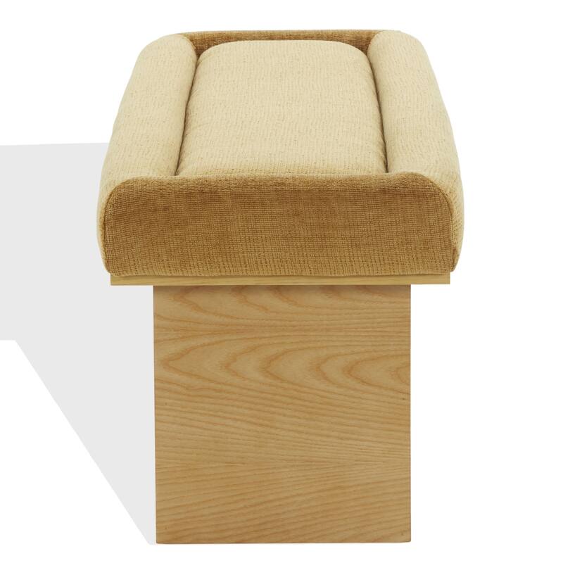 SAFAVIEH Couture Trudy Chenille And Wood Bench - 51"W x 17"D x 18"H