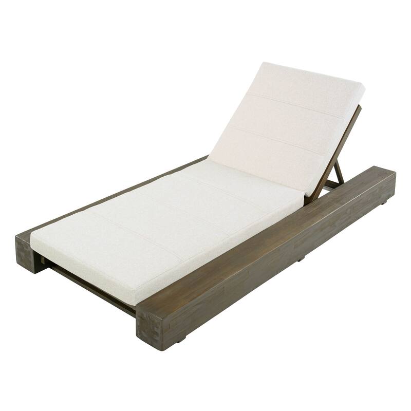 Christopher Knight Home - Amedea Outdoor Acacia Wood Chaise Lounge with Adjustable Backrest & Water-Resistant Cushion