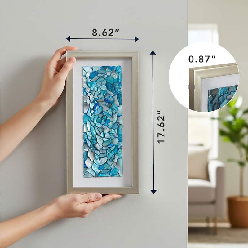 American Art Decor 2-Piece Coastal Seashell & Sea Glass Shadowbox Framed Wall Art Set