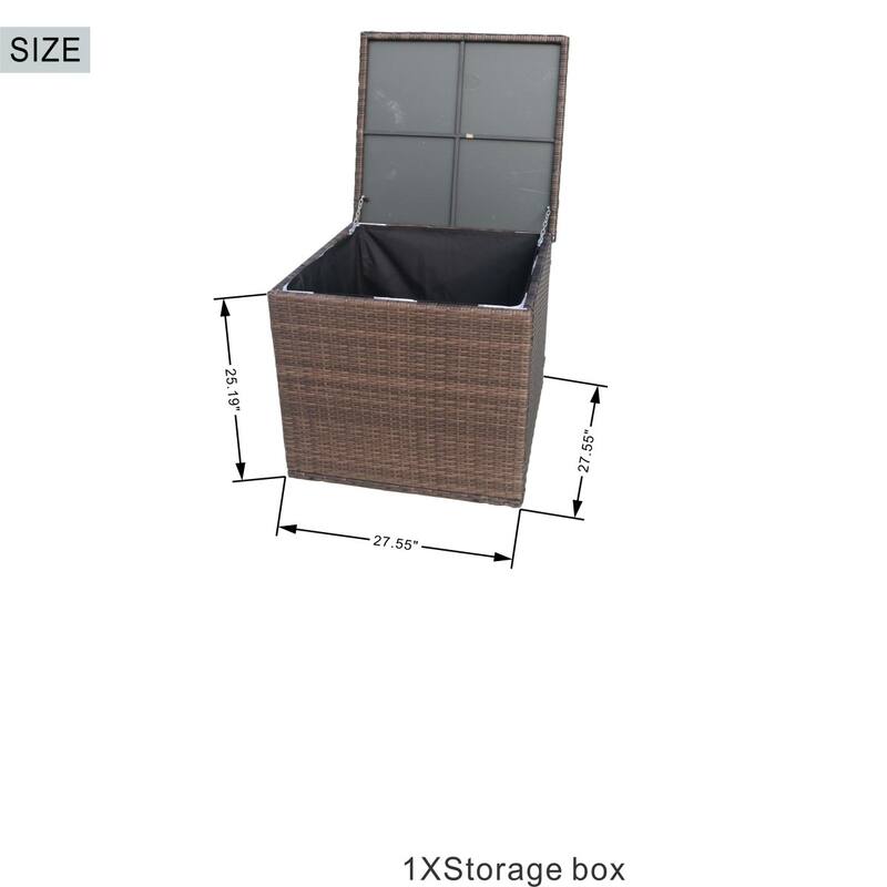 7-piece Patio Wicker Coversation Cushioned Set with Holve Fire Pit