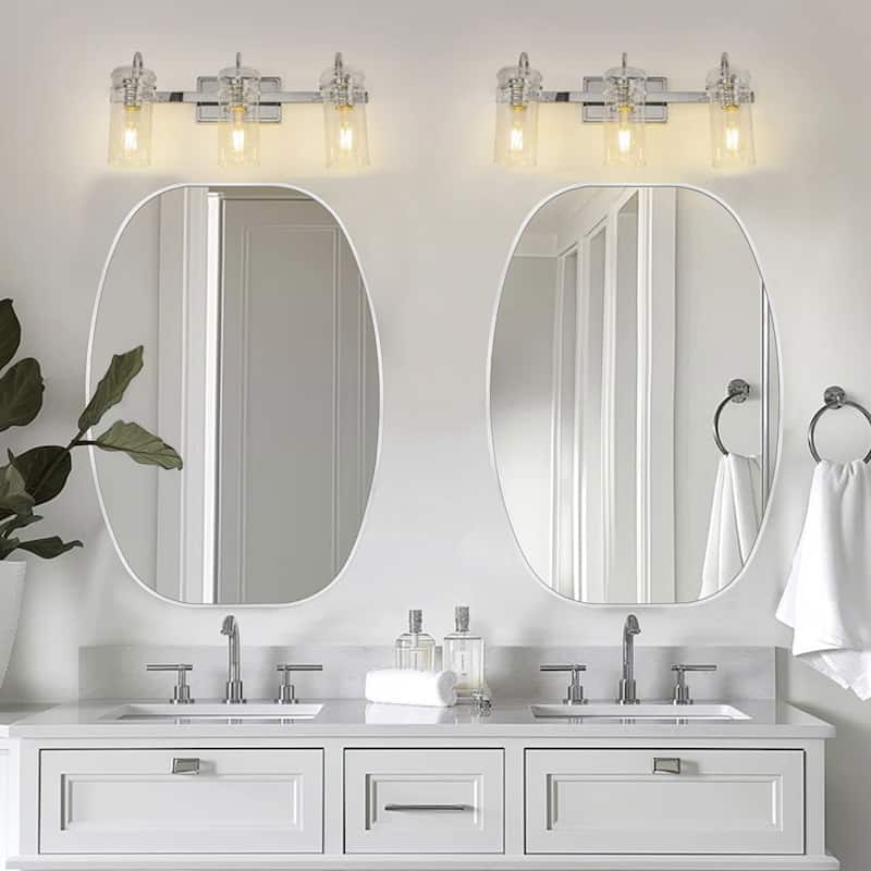 2 Pack Oval Mirror Vanity Decorative Wall Mirror - 24X36 - Silver