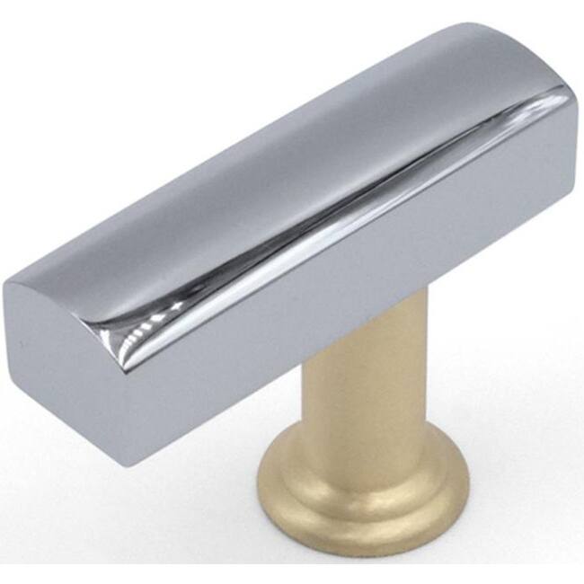 Hapny Home M30 SPLIT Mod 1-3/4" Long Solid Metal Luxury Offset T Bar - Polished Chrome / Satin Brass