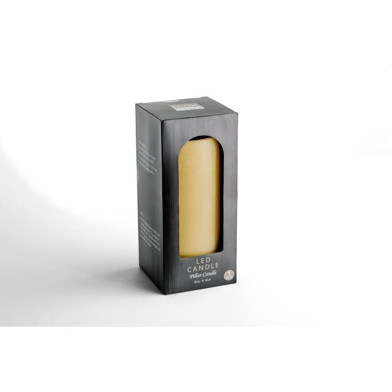 Battery Operated 3D Flame Large LED Pillar Candles - 8" - Champagne