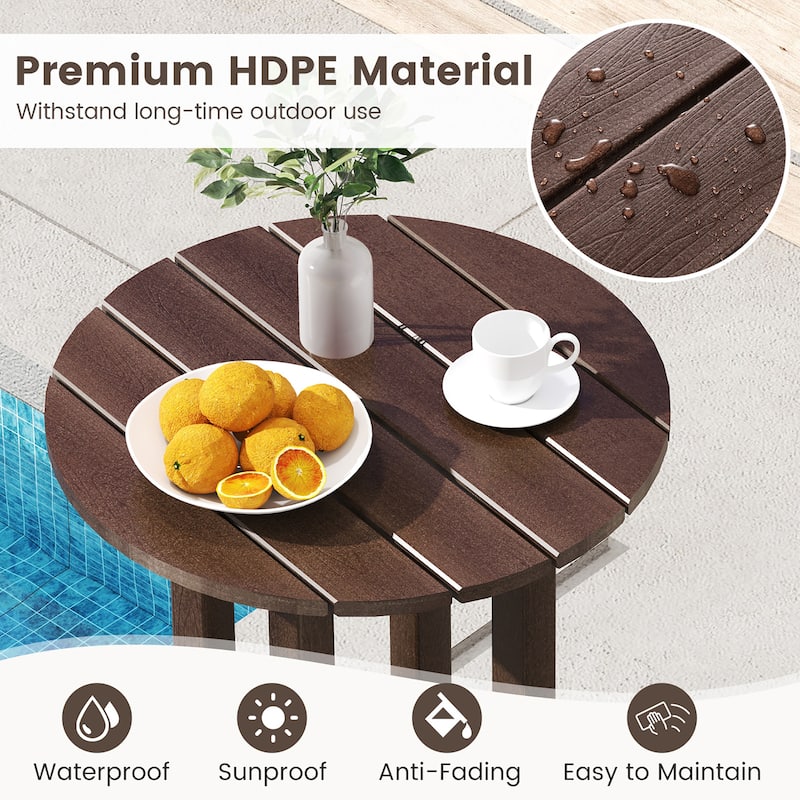 Gymax 21.5'' Round Bar Table Patio HDPE Bar Height Dining Table w/