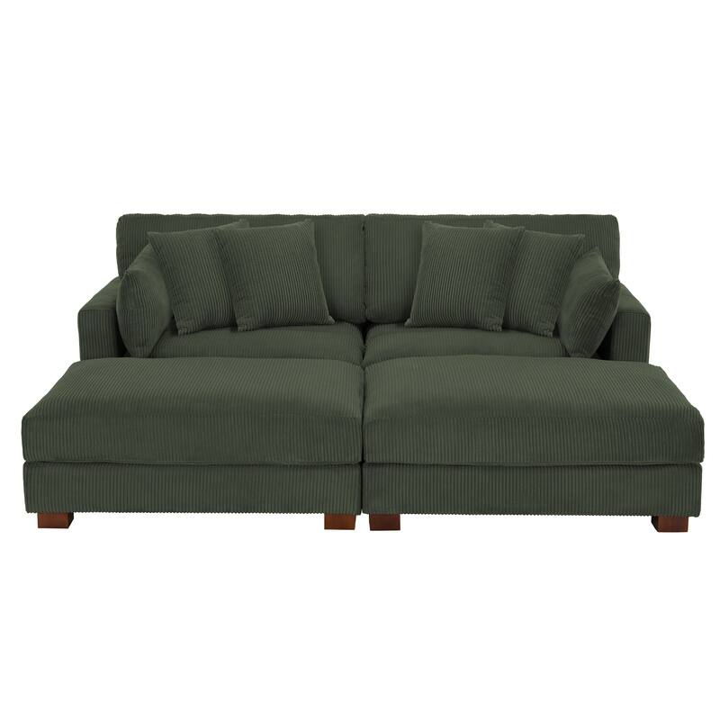 Corduroy Modular Sectional Sofa Deep Seat Corner Sofas & Ottomans