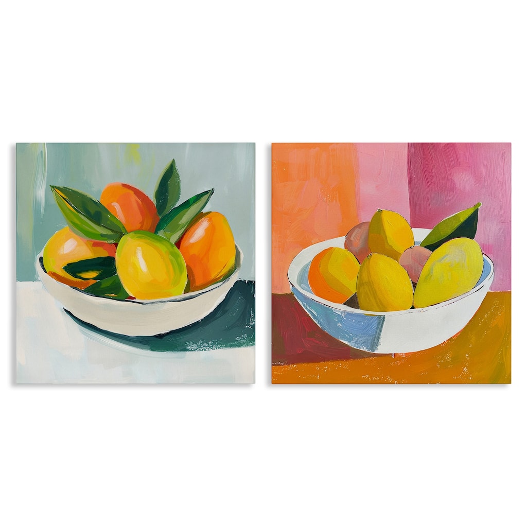Stupell Fresh Fruits in Bowl Canvas Wall Art Design By Walker Noble (Set of 2)