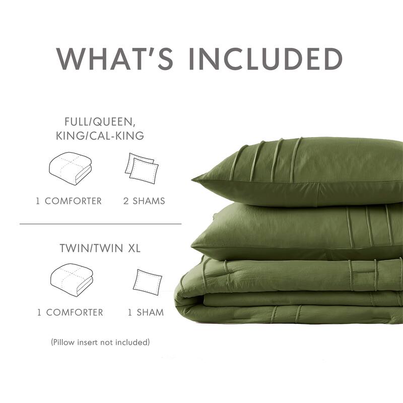Chelsea Square Evans Pinch Pleated Soft Washed Boho Comforter Set