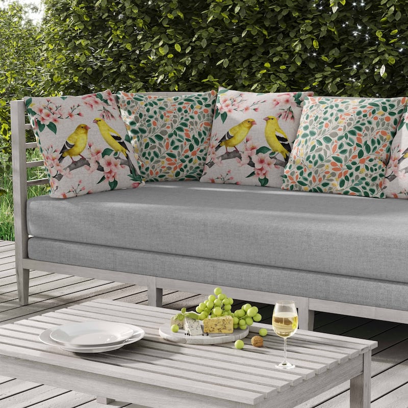 Goldfinch Haven Indoor/Outdoor Reversible Throw Pillow White and Pink