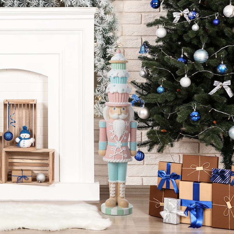 Glitzhome 28"H Lighted Resin Christmas Nutcracker Porch Decor with Timer - 28"