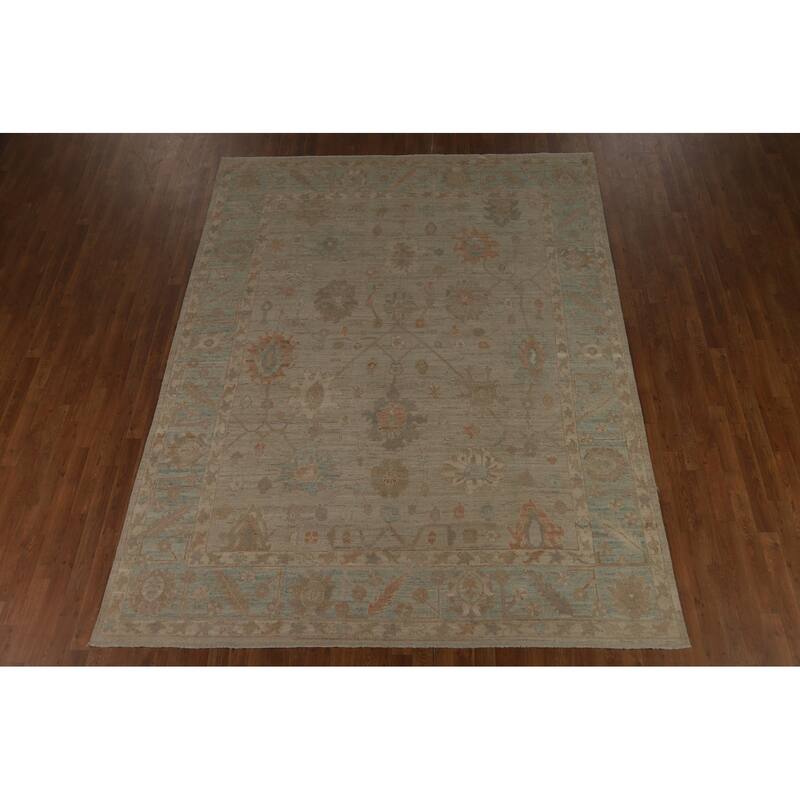 Vegetable Dye Transitional Oushak Turkish Rug Hand-Knotted Wool Carpet - 7'10" x 10'0"