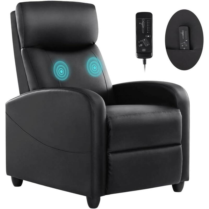 Recliner Chair for Living Room - Massage PU Leather Recliner Sofa with Lumbar Support, Home Theater Seating