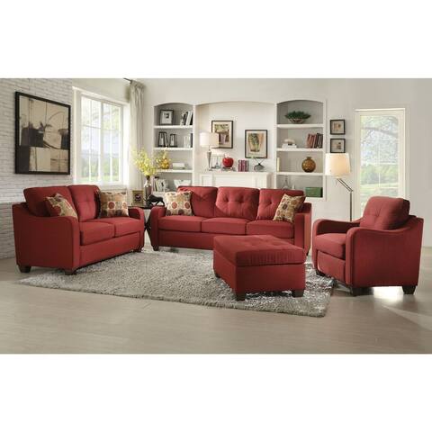Copper Grove Sharon Red Linen Sofa with Pillows