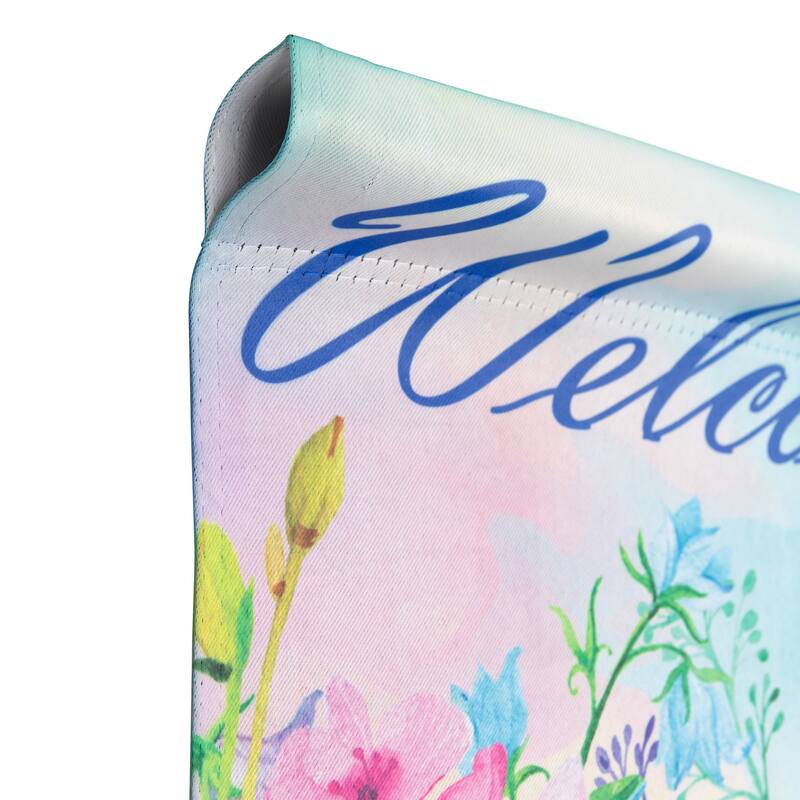 Blue and Purple Welcome Bird Outdoor Garden Flag 12.5" x 18"