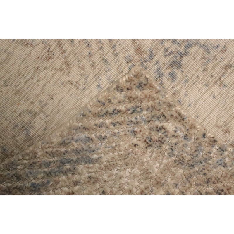 Hand Knotted Oriental Viscose Silk Carpet Modern All-Over Beige & Ivories Abstract Area Rug - 7' 9'' X 5' 10''