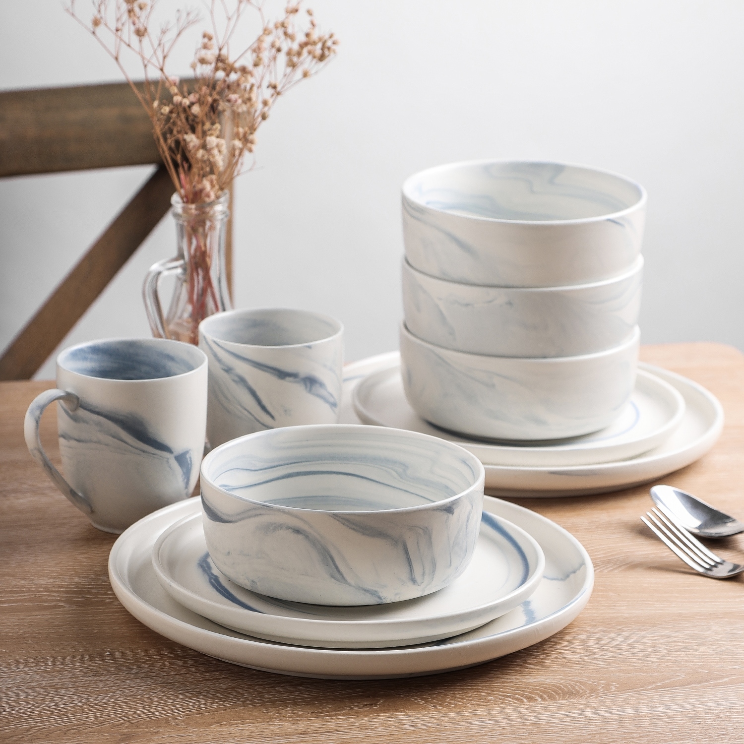 Stone Lain Everly Porcelain Dinnerware Set, 24-Piece Bed Bath