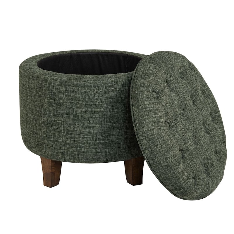Carson Carrington Hare Button-tufted Round Storage Ottoman