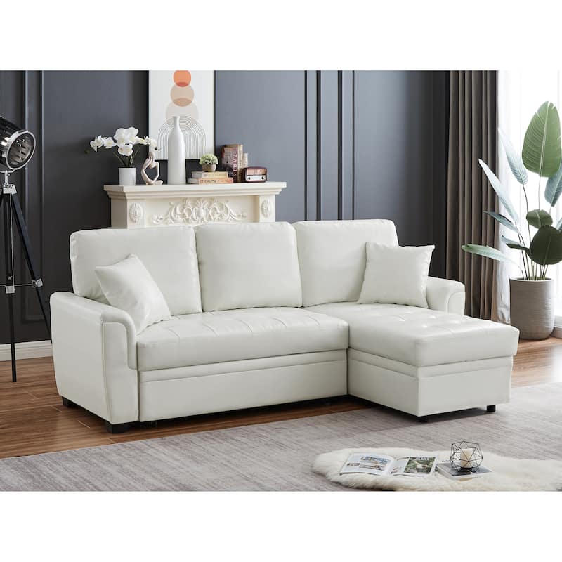 Luxury Fullsize Sofa Bed PU Leather Sectional Sofa Pull out Sleeper